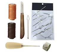 XINGSUI 13 pezzi kit di riparazione in pelle, strumento per cucire a mano artigianale in pelle con ago cono da cucito ditale morsetto per filo filo di cera e separatore di filo di cera