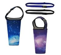 XINGSUI 2 pezzi Tumbler 30oz Carrier Holder Holder Pouch con Tracolla, Porta borraccia tracolla con manico, Riutilizzabile per Escursionismo, Campeggio, Attività all'aperto(Cielo blu, Cielo viola)