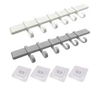 XINGSUI Mensole Cucina-2 set Porta Utensili da cucine,scaffale di stoccaggio Portautensili da Cucina con 6 Ganci Rimovibili,per Bagno e cucine(Bianco,Grigio)