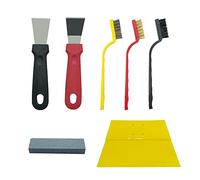 XINGSUI Set di 7 pezzi Raschietti per la pulizia,Spazzola Ottone,Raschietto Multiuso in plastica,Pietra per affilare,Per la Pulizia di Forni Frigorifero Piani Cottura a Induzione