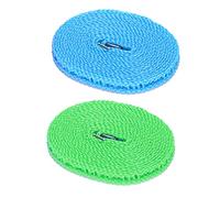 XINGSUI Stendibiancheria antivento da 2 pezzi, stendibiancheria in nylon, stendibiancheria da viaggio portatile, utilizzato per ganci da campeggio interni ed esterni (blu, verde, 5 m)