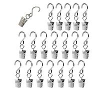 XINGSUIGancio a clip in metallo da 20 pezzi, gancio per tende con clip, gancio per gancio, clip per luci per feste, gancio decorativo, clip per asciugamani, clip per tende