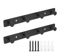 Xingwenhao Ganci Porta Abiti Da Muro, 2 Pezzi Appendiabiti Con 4 Ganci, Ganci Da Muro, Attaccapanni Da Muro, Appendiabiti Nero, Per Cappelli, Sciarpe, Borse, Stand Da Camera Cucina