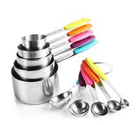 XINGXINRONG Set di 10 cucchiai dosatori, con Manici, in Acciaio Inossidabile, per casa (5 Tasses + 5 Cuillères)