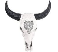 XINGYAN Resina Bull Head Ox Skull Head Decorazione Della Parete Longhorn Skull Sculture Plaque Art Artigianato Ornamenti(Modello A)