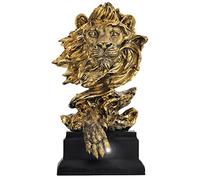 XINGYAN Statue di leone in resina dignificata Il re degli animali decorazione per casa, ufficio, studio, libreria, miglior regalo di scultura per uomo con dominanza (dorato)