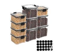 XINGYATU 10 Pezzi Contenitori Alimentari ermetici Con Coperchi, Barattoli Di Spezie Quadrati Trasparenti, Contenitori Impilabili Per Spezie, Sale, Zucchero, Semi, Noci - 700 Ml & 460 Ml