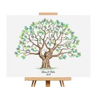 Xinhuju Albero delle impronte digitali - Tela alternativa per matrimonio, libro degli ospiti, albero delle impronte digitali, registro creativo impermeabile per feste, matrimoni, compleanni