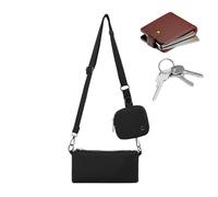 Xinhuju Borse a tracolla, borse da donna alla, set di borse e portafogli da donna con spallacci in tela e borse a doppia fame con spalle regolabili per uomo, nero, Consulte la descripción