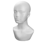 Xinhuju Modello di visualizzazione delle parrucche maschili - forma bianca, struttura robusta, supporto portatile, oggetti scena artistici decorativi | Manikin Head per cuffie, estensioni capelli, sh