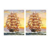 Xiniy 2X 5D Diamante Ricamo Barca Paesaggio Diamante Fatto Un Mano Pittura Paesaggio Cucito Punto Croce Decorazione della Casa