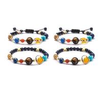 Xiniy Bracciale Donna Solare Universo Galaxy The Eight Planets Star del Guardiano Bracciale in Pietra Naturale Perline Bracciale per Uomo, Set 4 Pezzi