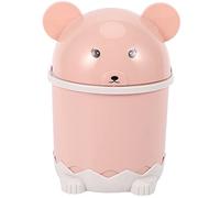 Xiniy Cute Desktop Trash Desktop con Coperchio Mini Paper Flip Plastic Trash Can Pink