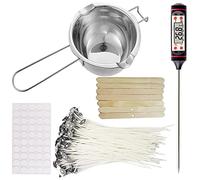 Xiniy Kit per Candele, Fonditore per Candele, Stoppini per Candele, per Stoppini, Porta Stoppini per Candele, Termometro e Bastoncini per Mescolare