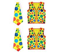 Xiniy Set di 4 Costumi da Clown Parrucca da Pagliaccio Gilet per Il Naso per Allegria Halloween Cosplay Feste di Carnevali Vestire