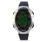 Xinjia Orologio digitale da donna e uomo, unisex, blu scuro, ovale, in plastica TPU, silicone, sveglia, cronometro, data, cronometro, Blu scuro, cinghia