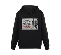 XINJIEDIAN Bansky Don't Forget To Eat Your Lunch And Make Some Trouble Slogan Unisex Hoody with Pocket Black XXXL