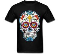 XINJIEDIAN Big Sugar Skull Mexican Day of The Dead Dia De Los Tee 074 O-Neck 100% Cotton Short Sleeve Unisex T-Shirt S