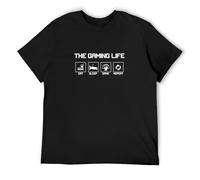 XINJIEDIAN Eat Sleep Game Repeat O-Neck 100% Cotton Short Sleeve Unisex T-Shirt L