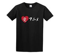 XINJIEDIAN I Love Anime in Japanese Lettering O-Neck 100% Cotton Short Sleeve Unisex T-Shirt XL