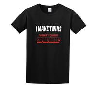 XINJIEDIAN I Make Twins What's Your Superpower? Unisex 100% Cotton Short-Sleeve T-Shirts Black XL