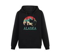XINJIEDIAN Vintage Alaska Mountains Retro Hiking Love Alaska Hoody Unisex Long Sleeve Hooded with Pocket Black M