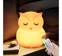 xinjinhju Grandi Luci notturne per bambini a forma di gufo lampada per comodino per cameretta luce notturna e colore mutevole, impostazione dell'ora, regalo per bambini -Grande