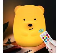 xinjinhju Luce notturna per cameretta dei bambini Orso lampada da comodino portatile, luci animali per ragazze e ragazzi, luminosità e colore regolabili, impostazione dell'ora - Media orso polare