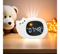 xinjinhju Sveglia Luce Notturna con 9 Colori di Luce e 6 Rumori Bianchi, Orologio Digitale per L'allenamento del Sonno, Luminosità e Suono Regolabili, Regali per Bambini - Gatto