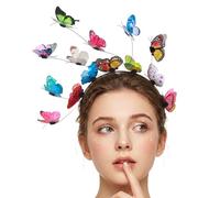 Xinjoduz 1 cerchietto con farfalla per donne, accessorio divertente per la giornata dei capelli per ragazze e bambini, corona colorata con antenna a farfalla per tè, matrimoni, costumi di Halloween