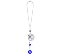 Xinjoduz 1 ciondolo a forma di occhio malvagio per auto, 41,5 cm, accessorio da appendere per specchietto retrovisore dell'auto, ornamento con luna e sole, perline malocchio, ciondolo per finestra,