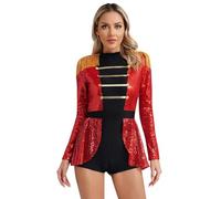 XINLIANYI Costume da circo da donna Showman con paillettes e nappe, tuta per cosplay