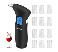 Xinlie Alcol Test Etilometro Portatile Test Dell'alcool Portatile Digitale Professionale Rilevatore di Alcool Portatile Senza Contatto Etilometro Display LCD Incluso 12 Ugelli,Nero