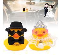 Xinlon 2 Pezzi Anatre di Gomma per Matrimoni , Galleggiante Giocattolo Da Bagno , Paperella di Gomma per Macchinina Accessori, Paperella per cerimonia,benedizione nuziale