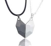 Xinlon 2 Pezzi Collana a Cuore Magnetico, Collana per Coppie con Magneti a Cuore, Puzzle di Collane Magnetiche per Coppie, collana coppia, Ciondolo a Cuore Spezzato per Fidanzata Migliore Amica