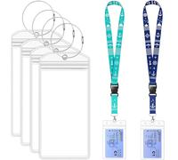 Xinlon 4 Pezzi Etichette per valigie da crociera, 2 Pezzi Regolabili Cordino per Porta Badge, Cordini da crociera con porta carte staccabili, Impermeabile, Accessori indispensabili per le crociere