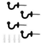Xinlon 4 Pezzi Ganci Per Tende In Metallo Con Spina Di Espansione - Fermatenda a U Per Appendiabiti, Cappotti, Vestiti, Chiave (Nero)