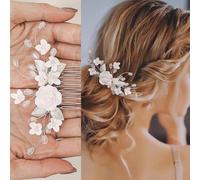 Xinlon Accessori Capelli Sposa Perle, Pettinino da Sposa, Pettine per Capelli Da Sposa con fiori di Perle, Fermaglio per Capelli da Sposa Matrimonio per Donne e Ragazze