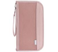 Xinmanmy Borsa per passaporto famiglia organizer da viaggio con blocco RFID, organizzatore documenti, impermeabile, per carta d'identità, carte di credito, biglietti aerei, monete, Colore: rosa., 25