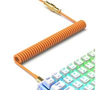 XINMENG C02 Cavo per Tastiera a Spirale, cavo USB-C Personalizzato per Tastiera Meccanica, da Tipo C a USB-A, Cavo a Molla in TPU con Connettore aeRonautico in Metallo Staccabile - Arancione