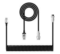 XINMENG X MAMBASNAKE C01 Cavo per Tastiera a Spirale, da Type-C a USB-A HyperSpeed Line con Frequenza di Ritorno di 8KHz per Tastiera, Cavo USB-C Personalizzato con Connettore Aeronautico, Nero