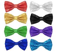 XINML 8 Pezzi Papillon Glitter Uomo, Papillon con Paillettes Preannodati e Regolabili, Colori Assortiti Brillanti per Matrimonio, Festa, Carnevale e Party a Tema