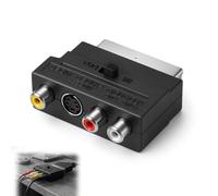 XINML Adattatore SCART a RCA S-Video Switch in Out Scart a 3RCA Convertitore audio video bidirezionale Presa nichelata per TV VCRITCOP DVD Console Retro Proiettore Nero