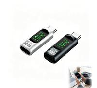 XINML Adattatore USB C 240 W [Set di 2] - Adattatore di tipo C 80 Gbps con display LED monitor di potenza per computer portatile tablet e smartphone, grigio e bianco