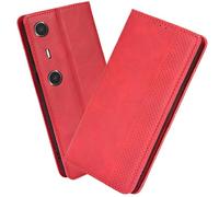 XINNI Cover per Xreal Beam PRO Custodia, retrò Flip Magnetica Pelle PU/TPU Portafoglio, Rosso