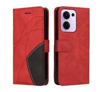 XINNI Cover Protettiva per Oppo Reno 13F 5G/Reno 13 FS 5G Case, retrò Cellulare Custodia Libro Antiurto in Flip Pelle PU/TPU, Portafoglio Flip Magnetica, Rosso