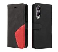 XINNI Cover Protettiva per Vivo Y17s Case, retrò Cellulare Custodia Libro Antiurto in Flip Pelle PU/TPU, Portafoglio Flip Magnetica, Nero