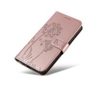 XINNI Custodia per Realme C75 4G/Realme 14X 5G, Tarassaco Farfalla Goffrato PU Pelle Portafoglio Copertura, Oro Rosa