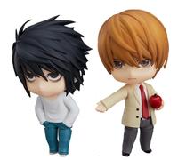 Xinnice 2 statuette di anime Death Note 10 cm L & Light Yagami Action Figure con accessori intercambiabili in PVC, modello da collezione, regalo per gli appassionati di anime