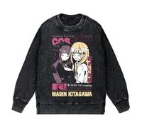 Xinnice Anime Vintage Washed Sweatshirt Kitagawa Marin Felpa con cappuccio unisex a maniche lunghe